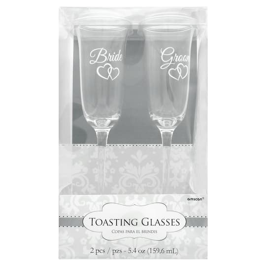5.4oz. Bride &#x26; Groom Toasting Glasses
